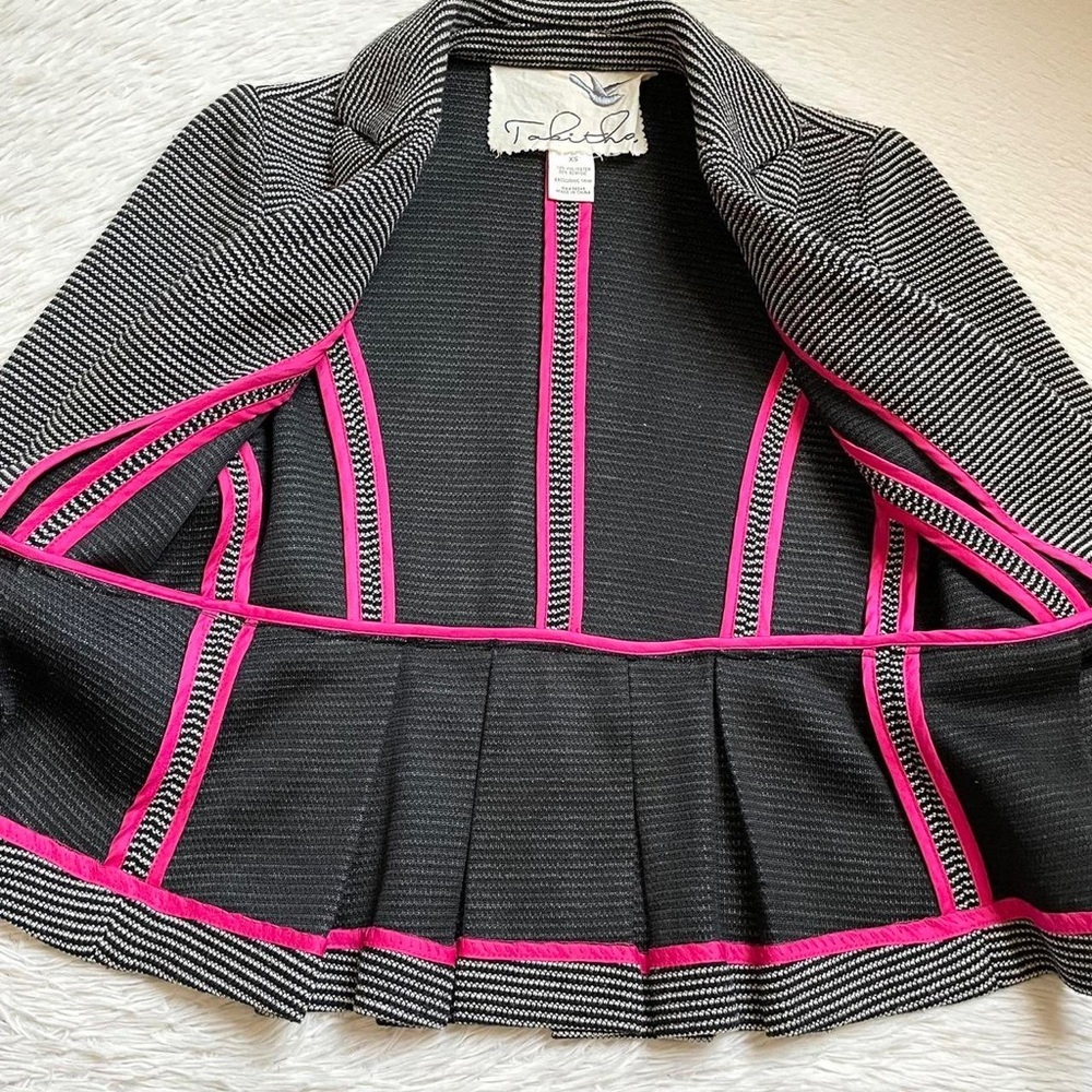 Anthropologie Women's Black and White Jacke,Women's Striped Gray‎ Blazer Size XS - Picture 4 of 8